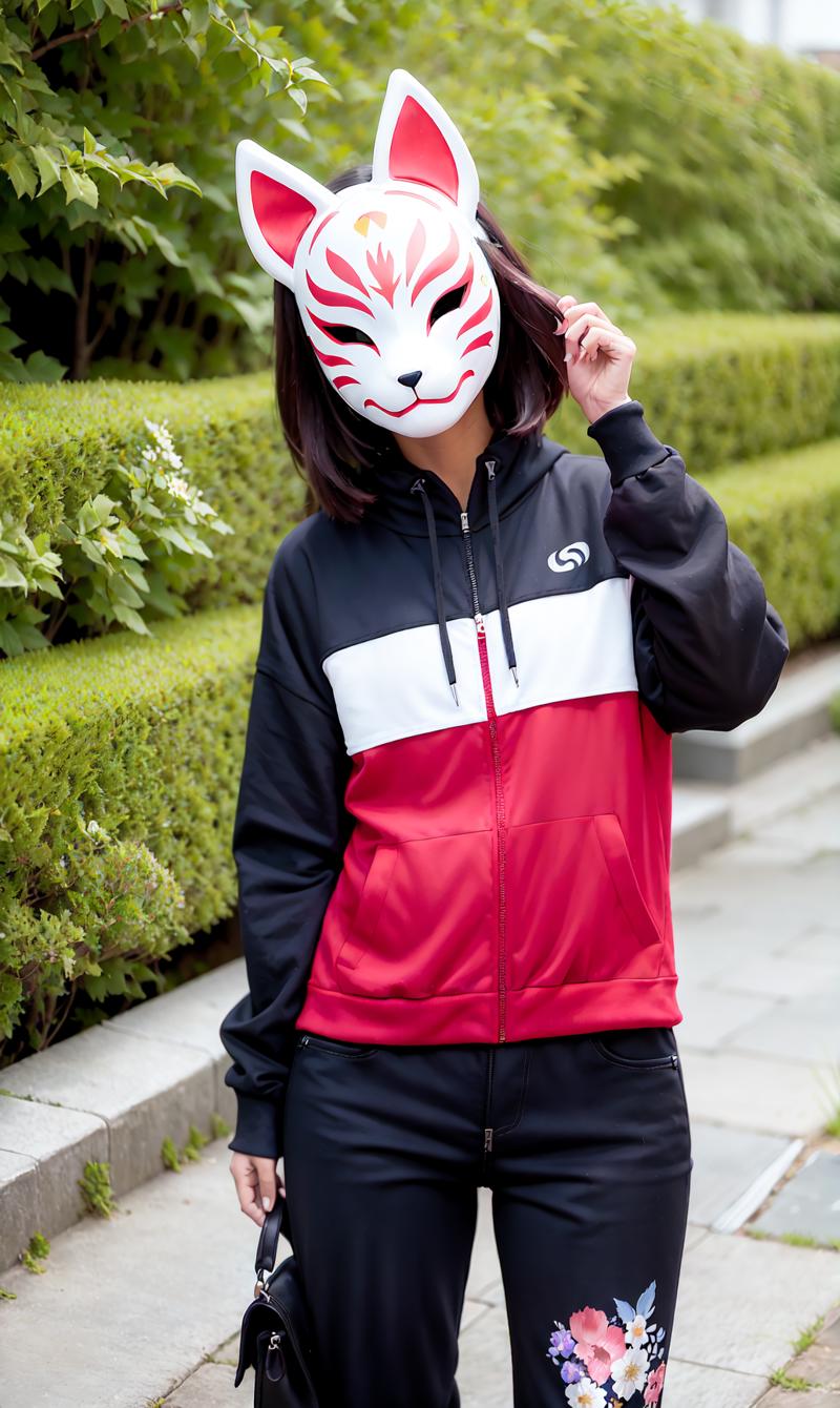 19872-2955372878-kitsunemask  a person wearing a kitsunemask on face,  in techwear jacket and jeans, in a garden with beautiful flowers, long hai.png